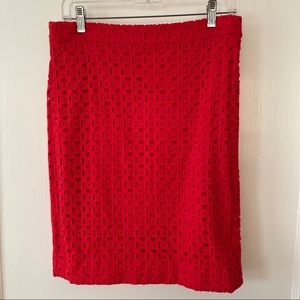 J. Crew red eyelet pencil skirt